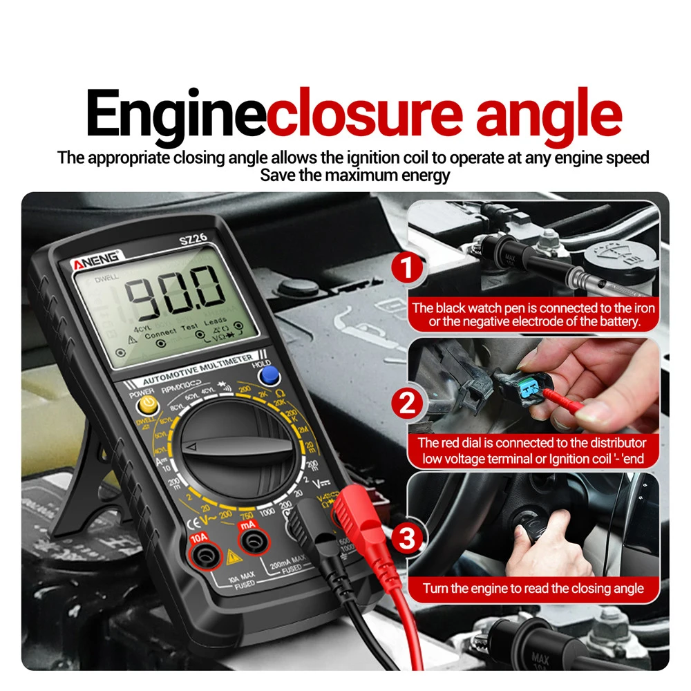 SZ26 Digital Multimeter AC/DC Voltage DC Current 1999 Count High Precision Car Overhaul Multimetro Diode Resistance Tester