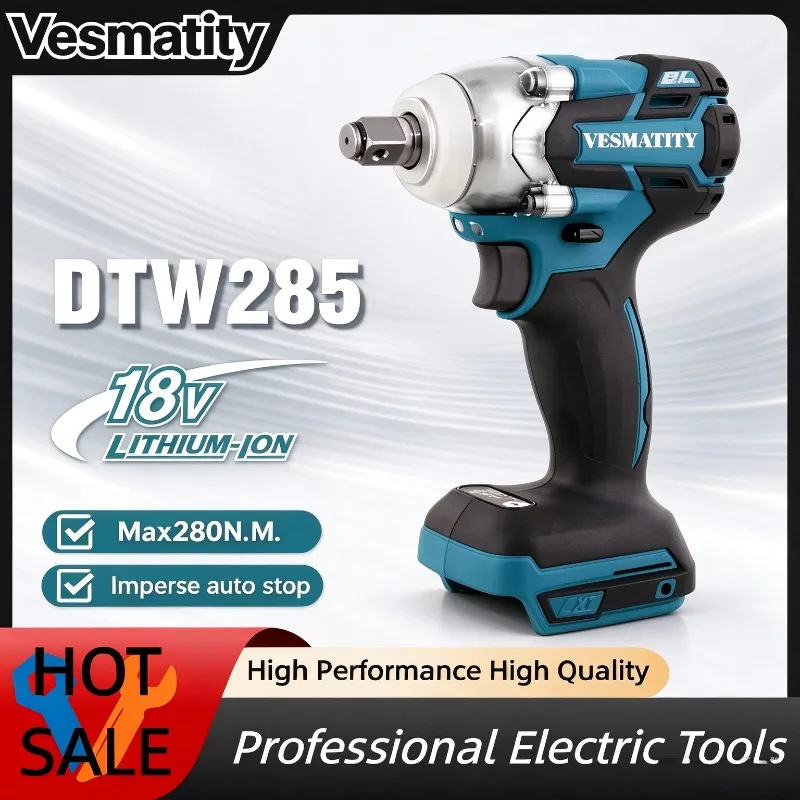 DTW285 320N.M Impact Electric Wrench Brushless Wrench Cordless Tool Power Tools Rechargeable For 18V Battery