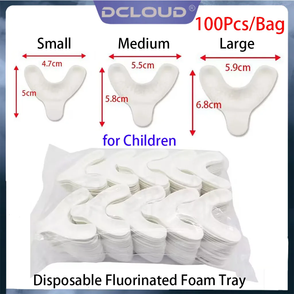 DCLOUD 100Pcs/Bag Disposable Dental Impression Tray Fluorinated Foam Denture Base For Children Teeth Holder Dentistry Materials