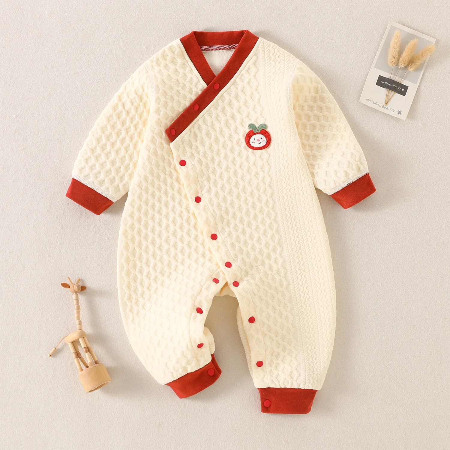 Costume chaud en coton pour nouveau-nés, ensemble 2 pièces, body d'entrée, respirant et confortable, vêtements pour bébé, automne et hiver