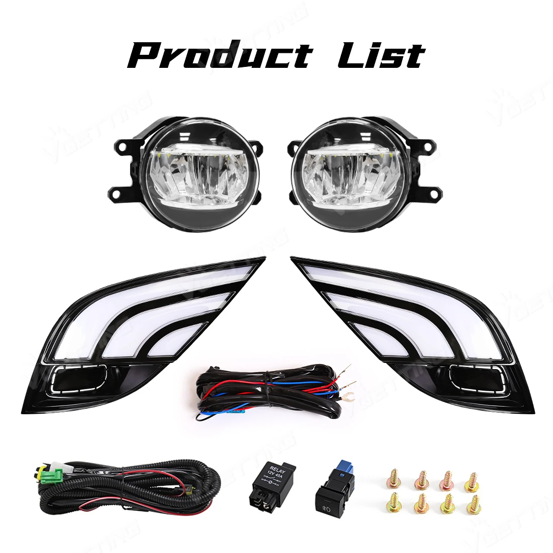 

LED Daytime Running Light For Toyota Camry SE XSE 2018 2019 2020 Turn Signal Lamp 3-Colors DRL White Foglamp Front Headlight Kit
