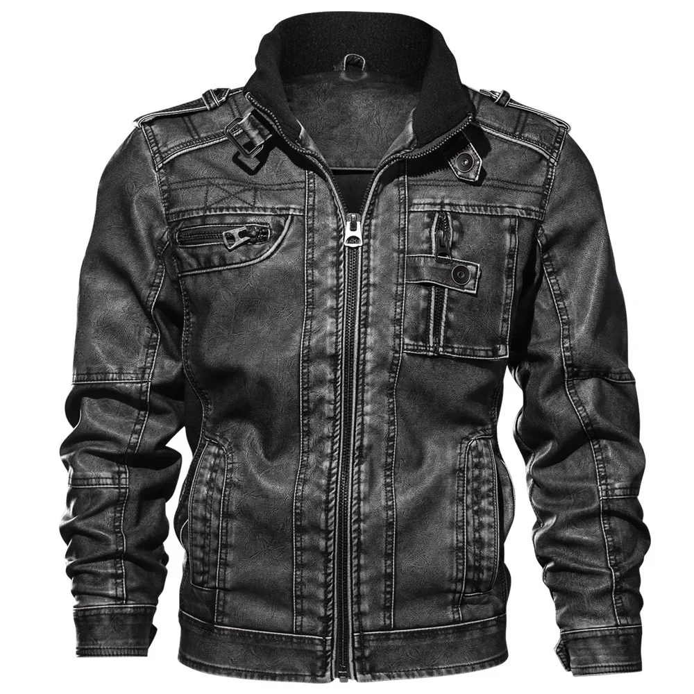 New Autumn and Winter Men's Motorcycle Windproof Jacket Men's Trendy Youth Versatile Casual Leather Jacket