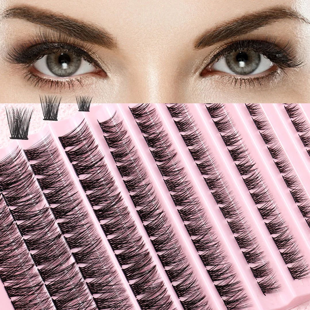 140 Clusters Segmented Eyelashes Extensions D Curl 14mm Natural Fake Lashes LASH DIY Soft Wispy Volume Fans Individual Eyelash