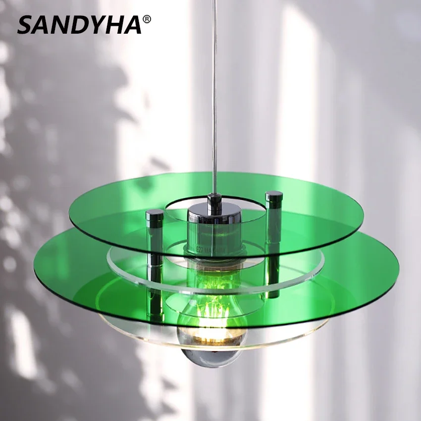 

SANDYHA New Led Pendant Lights Green Red Space Age Chandelier Table Dining Room Bedside Bed Home Decor Hanging Suspend Lamps