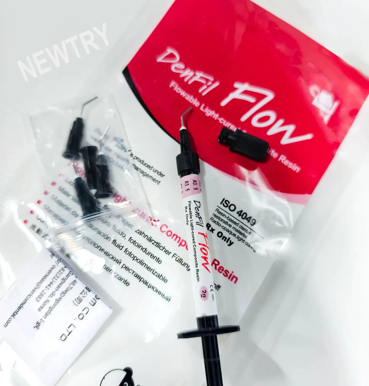 DenFil Dental Solid/Flow Resin Light-cured Hybrid Composite Resin Syringe (2g/4g) Filling Dentistry Supplies Material view 4