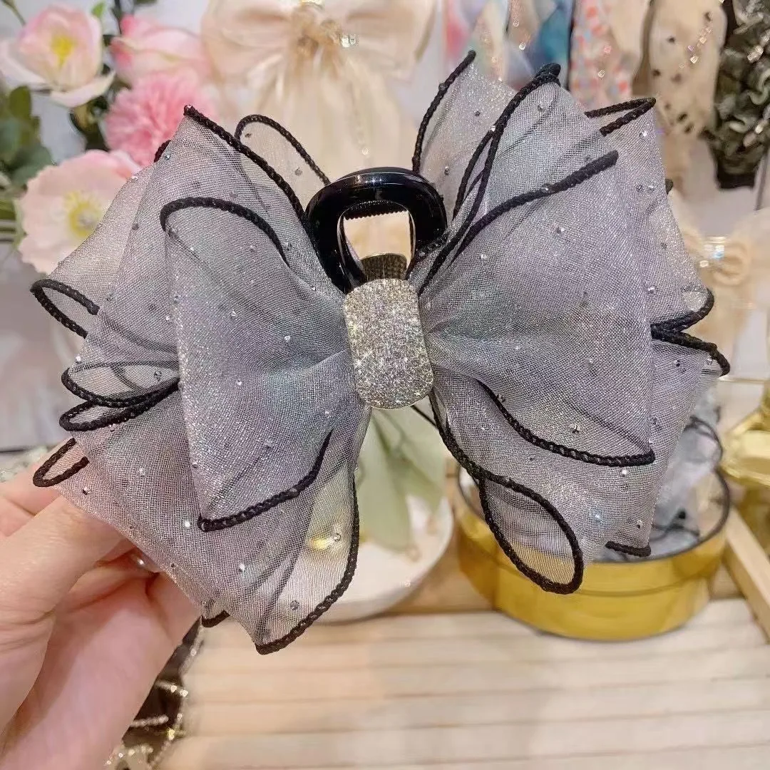 Fashion Mesh Bow Grab Clip Women Extra Large Bow Hair Claw Clips Barrette Girl Ponytail Shark Hairclip Hair Accessories Headwear - Image 5