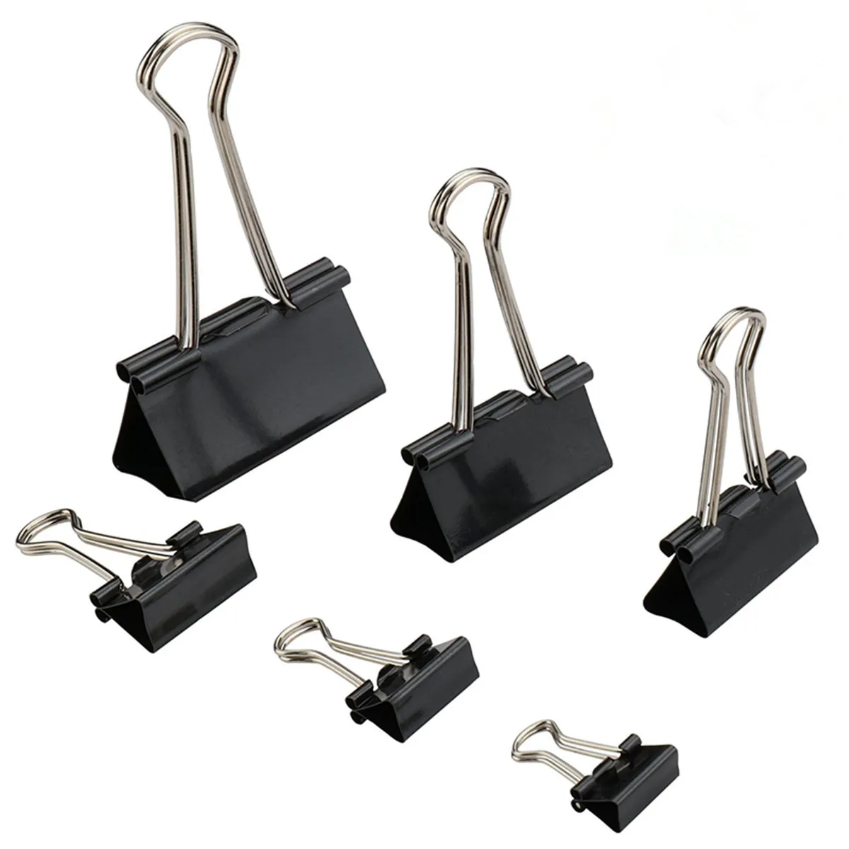 NEW Paper Clip Black Metal Binder Clips File Binder Clips Office School Stationery Paper Document Clips Grip Clamps 60mm