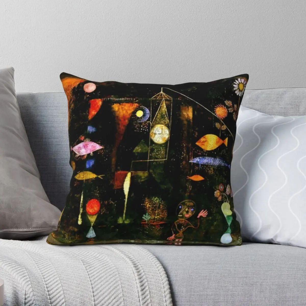 Paul Klee Fish Magic Pillowcase Polyester Linen Velvet Printed Zip Decor Throw Pillow Case Sofa Seater Cushion Cover