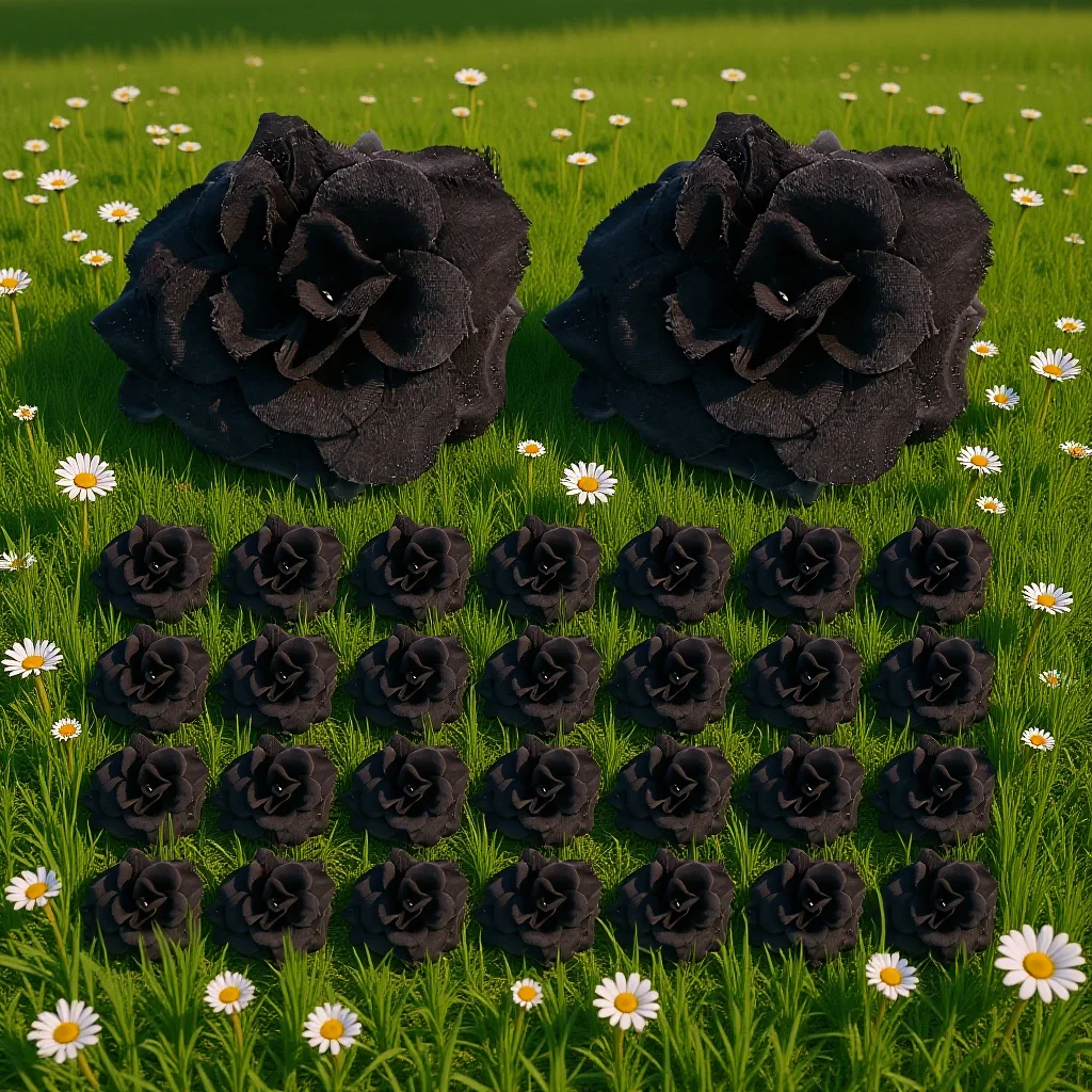 

50Pcs Black Silk Rose Flowers Artificial Fabric Plastic 45x3cm Lifelike Wedding Car Arch Garland Clips Craft Decoration