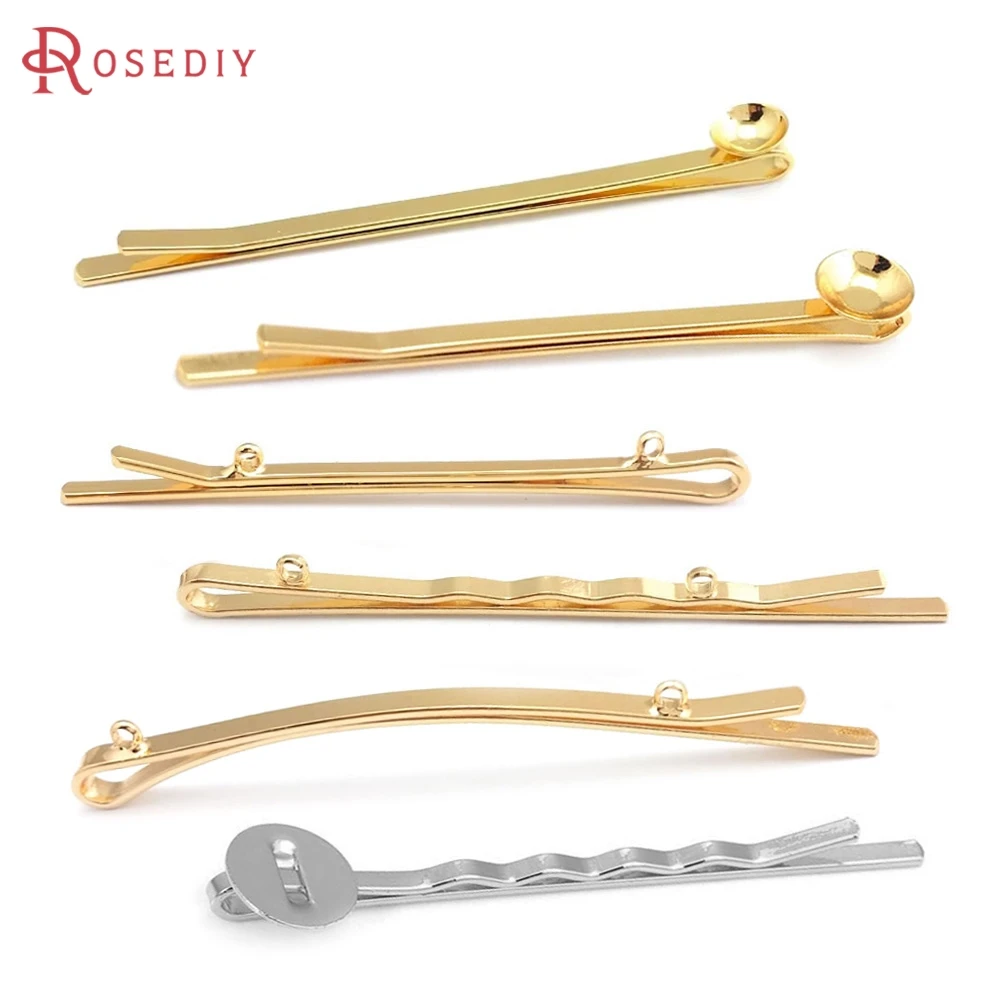 55MM 60MM 70MM 18K Gold Color Iron with Pearl Beads Base or Hanging Hole Hair Jewelry Hair Clip Jewelry Making Supplies