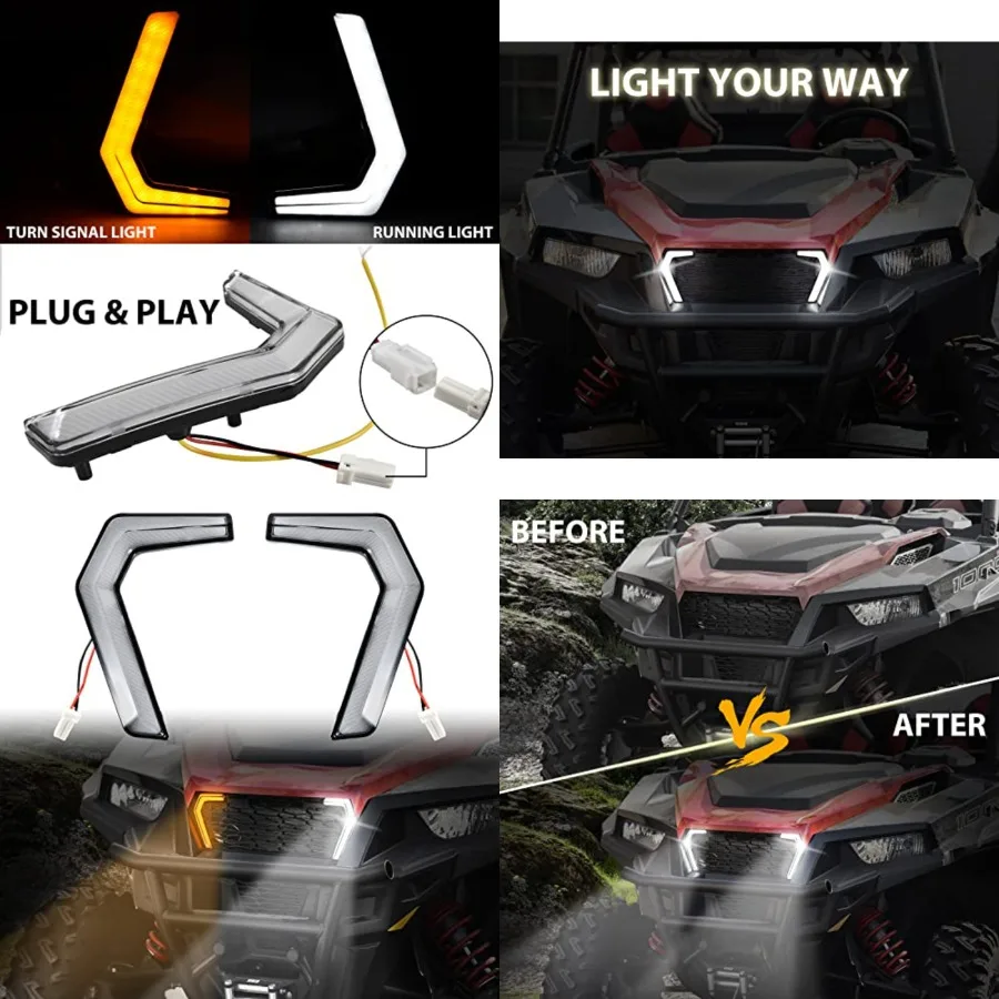 

LED Turn Signal Fang Lights for Polaris General 1000/4/XP/XP4 1000 2016-2025 Accessories, Grille Accent Lamps Signature Lights