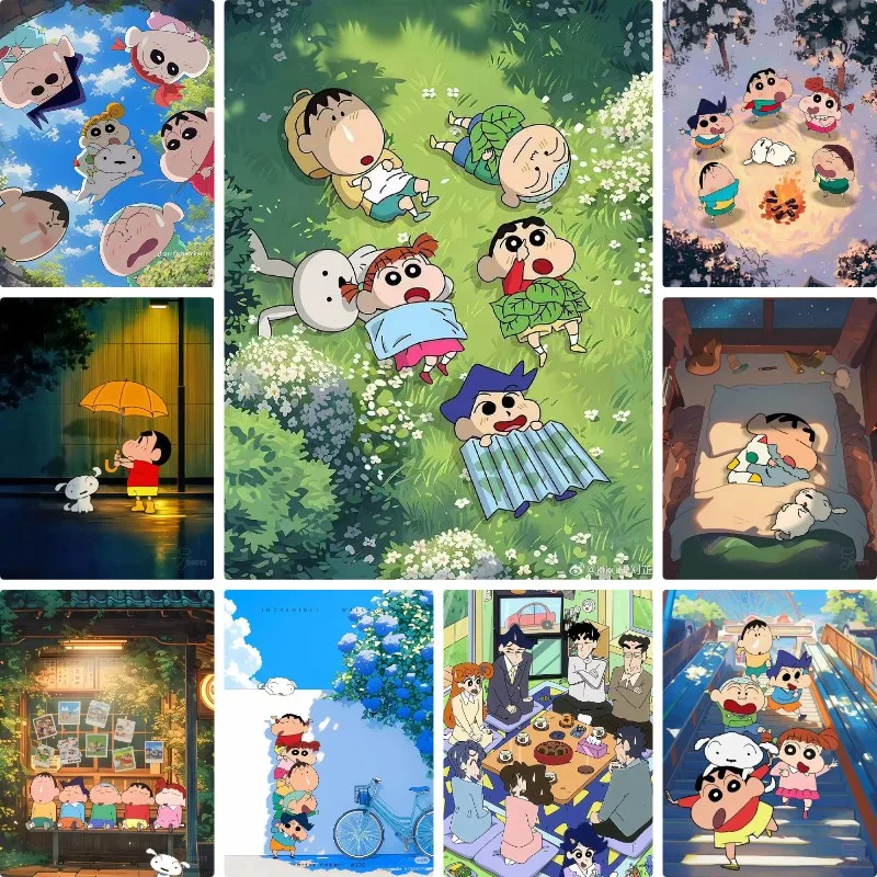 DIY Crayon Shin-chan Diamond Painting Campfire Tea Party Anime Handgefertigte Kunst Exquisites kreatives Geschenk Heimdekoration
