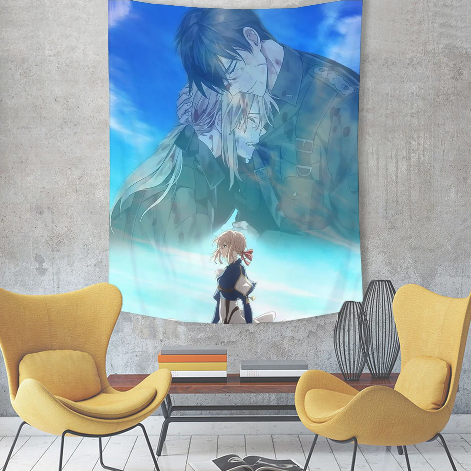 انمي ياباني البنفسجي جيلبرت البنفسجي Evergarden نسيج غرفة نوم الجدار الشنق النسيج غرفة المعيشة المنزل النوم ديكور ديكور فني للمنزل