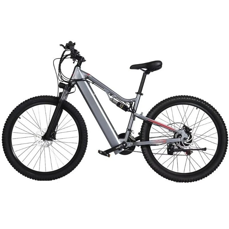 BR RANDRIDE YG90 Gray Electric Mountain Bike 48V 17Ah Lithium Brushless Motor Full Suspension Aluminum Alloy Frame Hydraulic