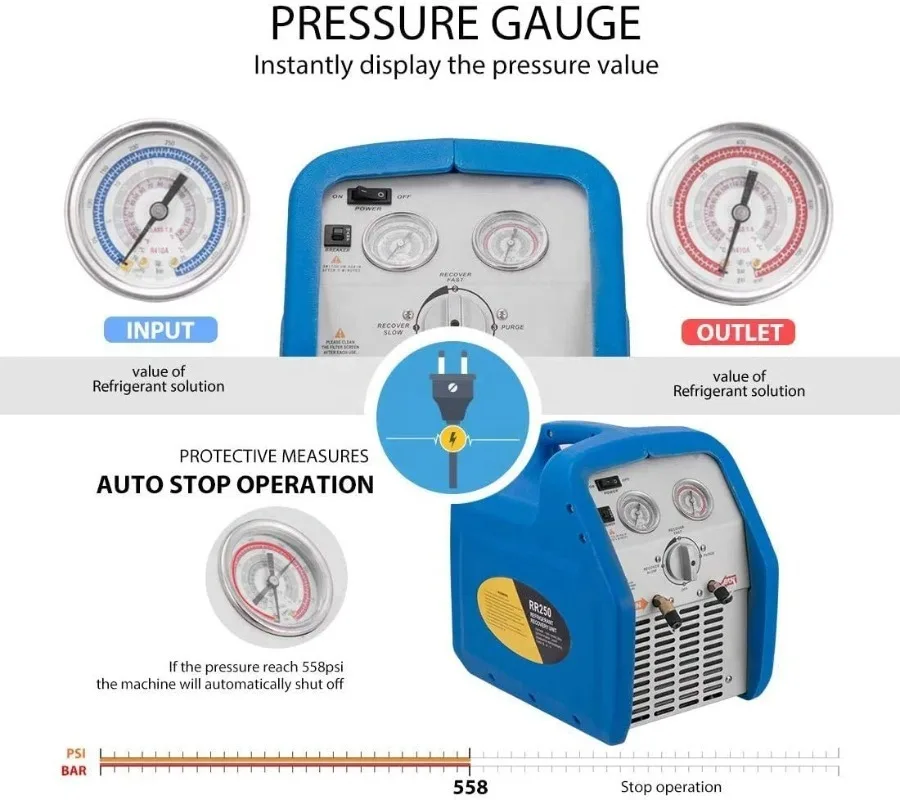 2026 hot sale R32 R1234YF R410A R134a Refrigerant Recovery Machine 1 RR500 Car Air Conditioner HVAC Refrigerant Recycling Uni