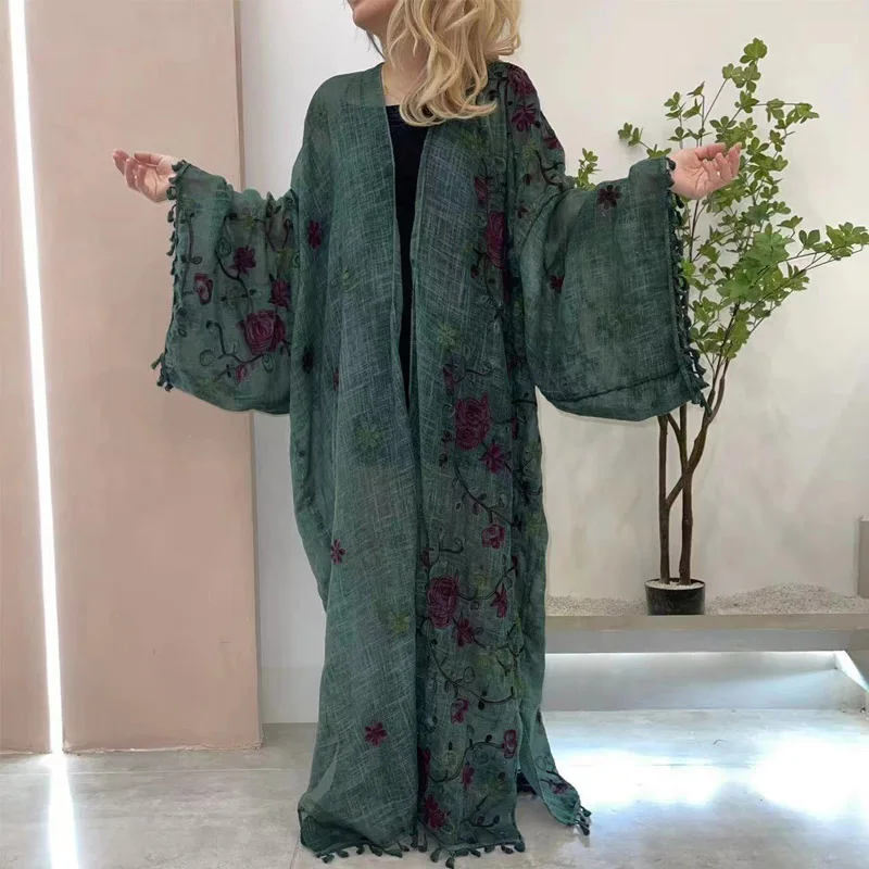 Kuwait Coat fashion 2023 Autumn Winter Women Cardigan Lingerie Kaftan Free Size Long Sleeve Muslim African Kimono