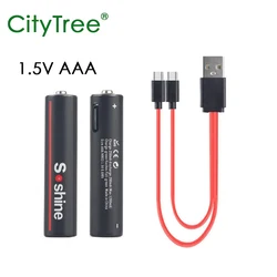 Batteria ricaricabile CityTree AAA 1,5 V agli ioni di litio 600 mWh 1,5 Volt batterie al litio 3A con cavo di tipo C per torcia elettrica orologio giocattoli