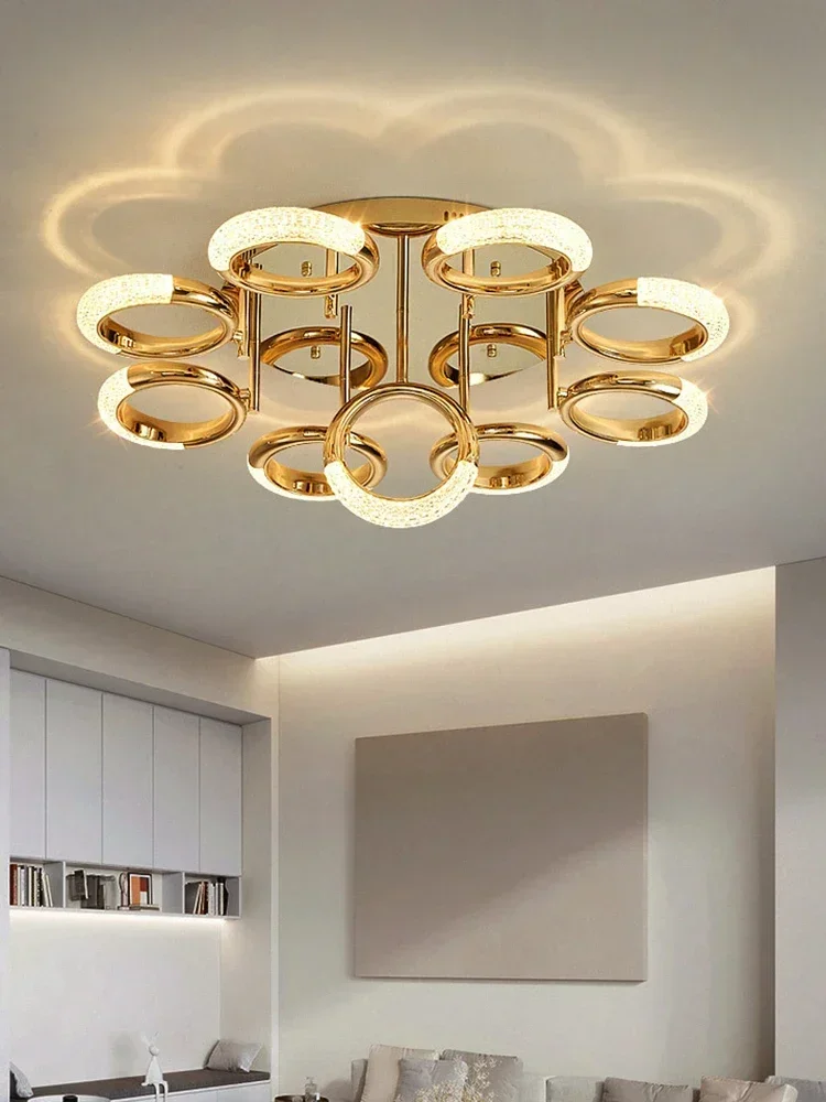 

Modern Luxury Gold Circle Ring Ceiling Lights Acrylic Luster Led Living Room Mounted Lamps Lighting Home Decor Bedroom Fixtures