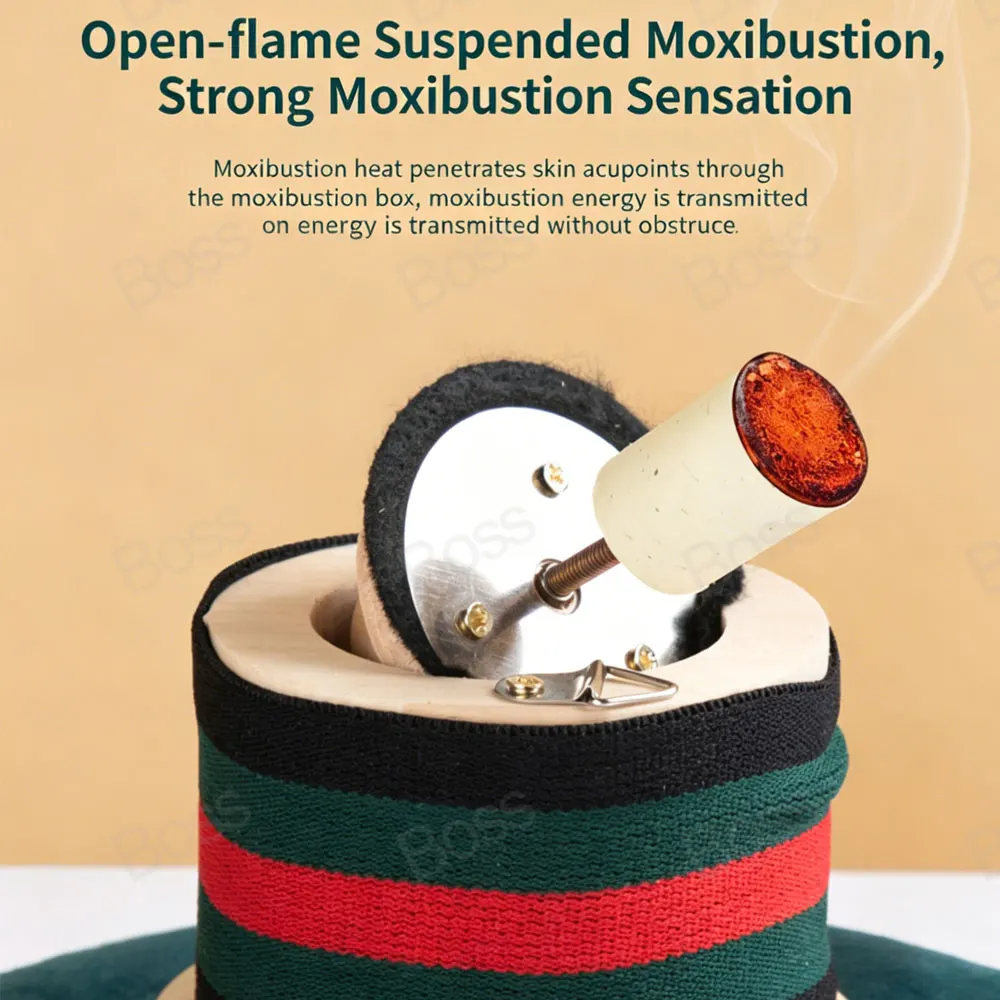 Solid Wood Light Smoke Moxibustion Box Moxa Box Mugwort Herbal Roll Burner Body Acupoint Warm Massage  for Chinese Medicine