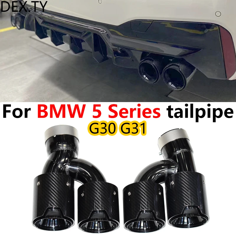 

For 2018 to 2023 BMW 5 Series G30 G31 528i 530i 535i Exhaust Pipe Upgrade Modified M Carbon Fiber Black Quad Muffler Tip Nozzle