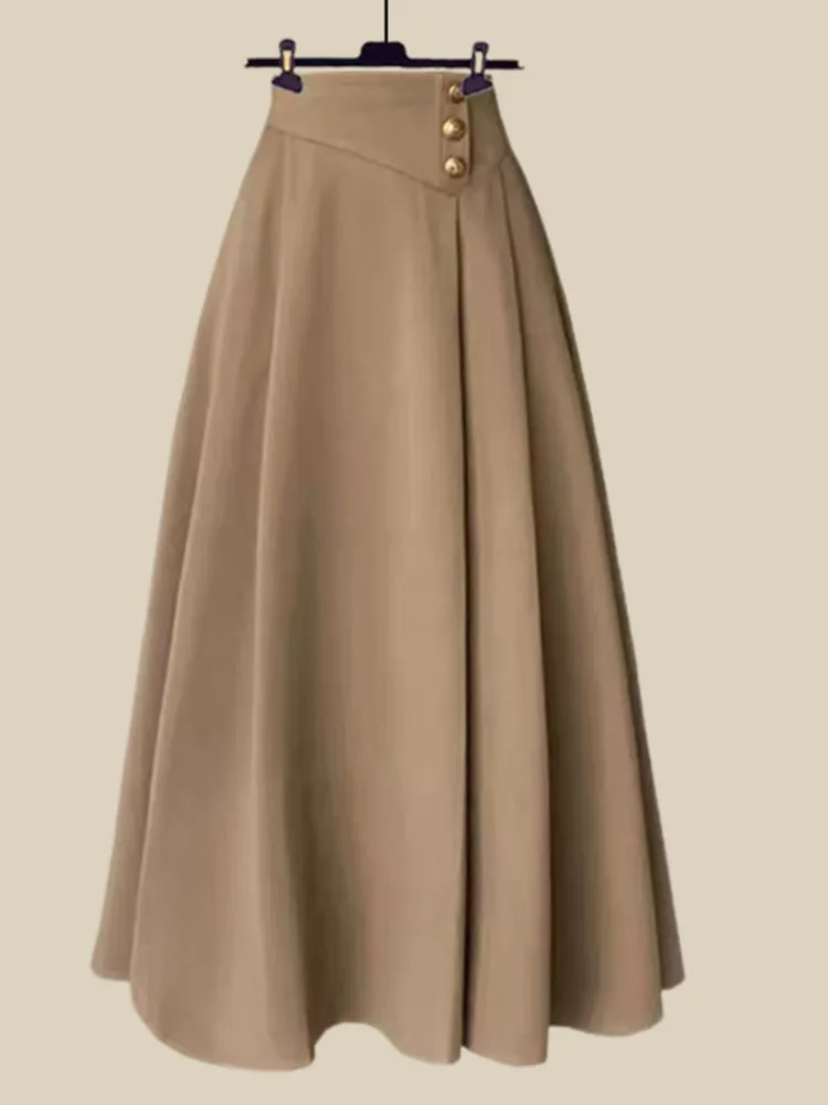 Ensemble deux pièces chaud pour femmes, pull tricoté à bandes rétro français + jupe trapèze en laine taille haute, costume pour femmes, automne et hiver