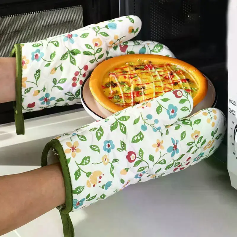 1PC Printing Microwave Glove Heat Resistant Non-slip Oven Mitt Insulated Washable Baking Glove Versatile
