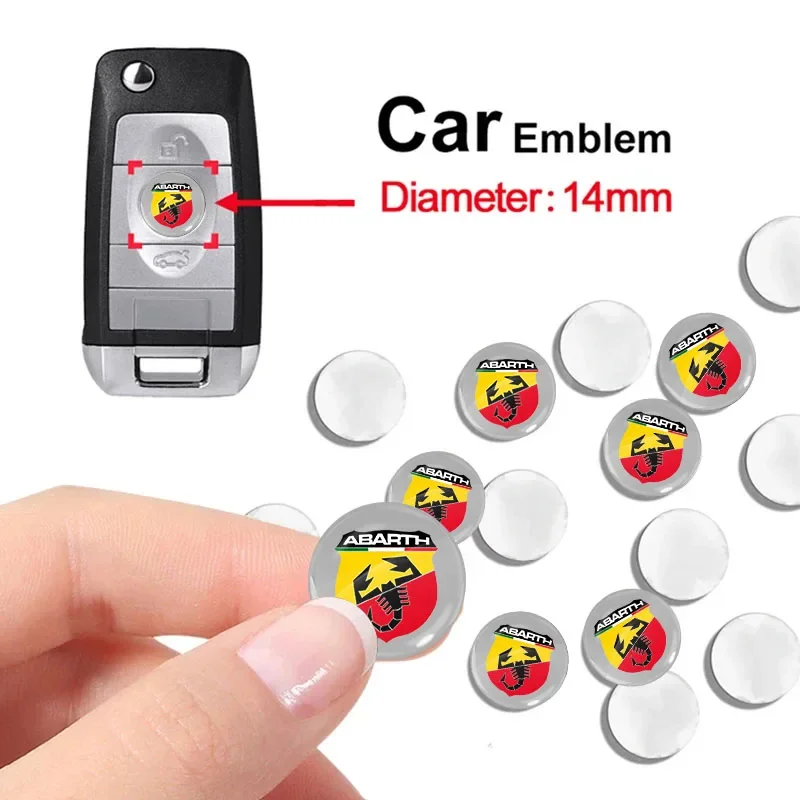14mm Car Remote Key Fob Emblem Badge Radio Button Sticker Replacement for Abbas FIAT 500 Musa Grande FR Stilo Doblo Tipo Lancia