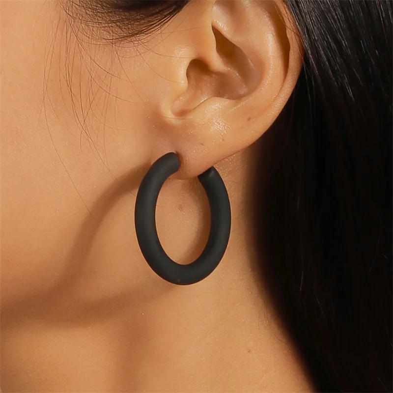 Aihua Koreanische Einfache Große Runde Hoop Ohrringe Für Frauen Bunte Geometrische Kunststoff Übertrieben Ohrring Trendy Ohrringe Schmuck – Detail 10