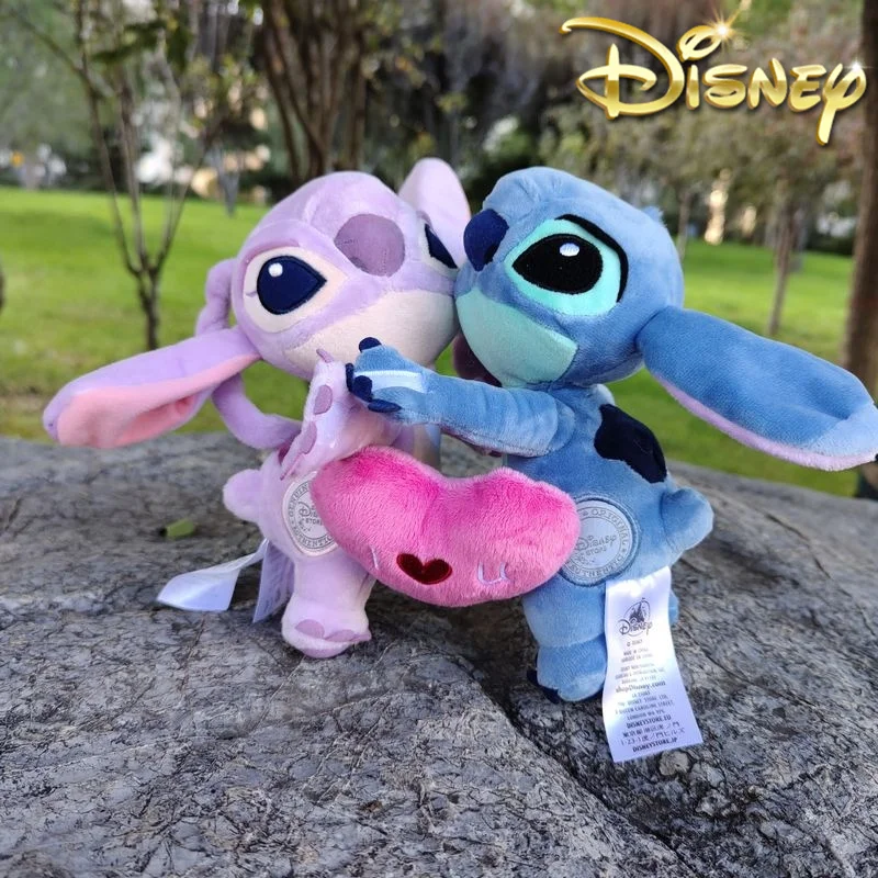 

Hot 20cm Disney Lilo And Stitch Plus Toys Holding Love Stitch Angel Stuffed Soft Doll Room Decoration For Couple Girlfriend Gift