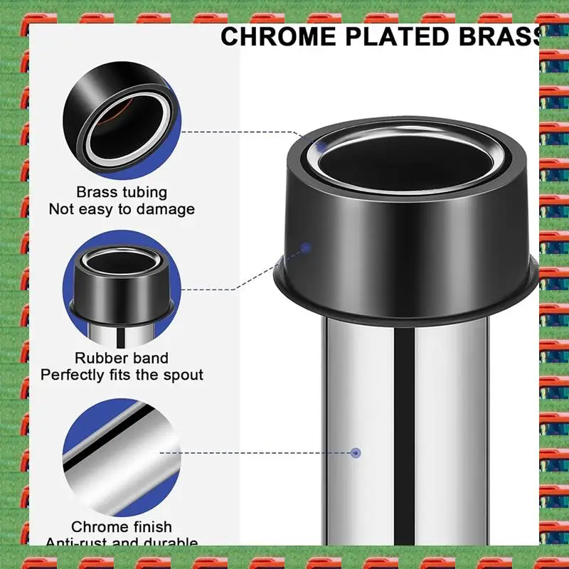 ABMO 4 Pcs Bar Sink Overflow Pipe 7.48 Inches Brass Metal Sink Strainer Pipe Dip Overflow Tube Bar Dip Stopper Bathroom Tube