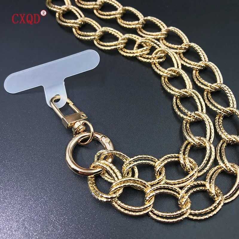 120cm Colorful Bevel Design Phone Lanyard with Anti-Lost Feature Portable Aluminum Chain Neck Strap for Outdoor Accessories Gift