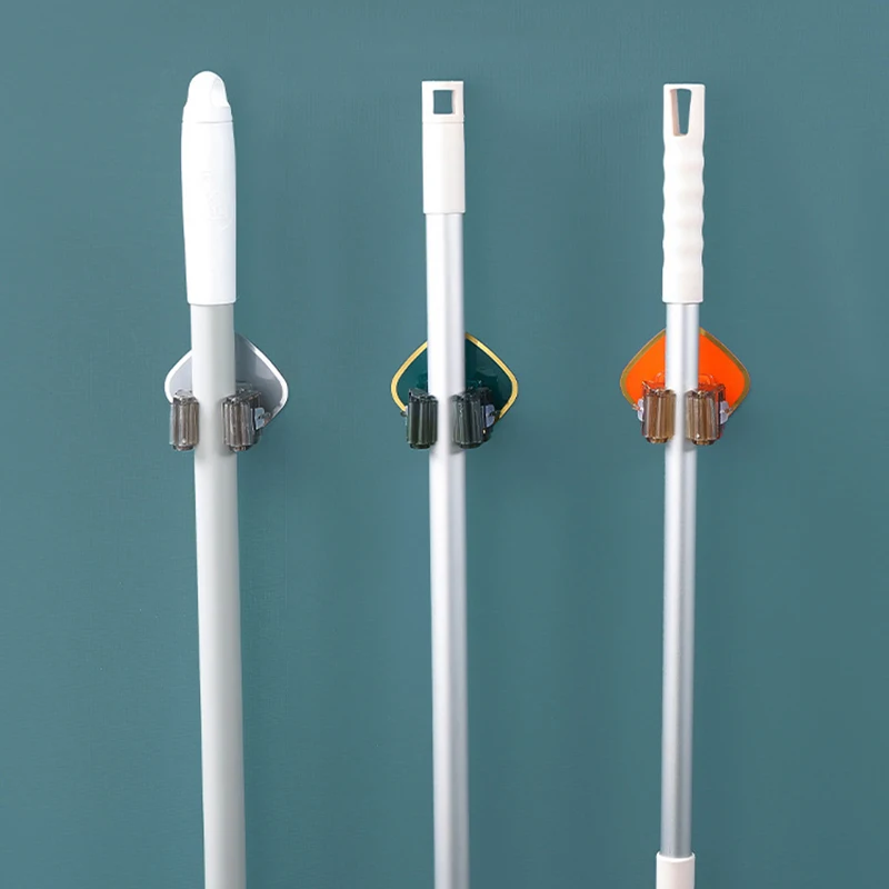 

Nymph Multi-Purpose Mop Holder Hooks Kitchen Wall Mounted Brush Broom Organizer Hooks Bathroom Waterproof Storage Rack Adhesive