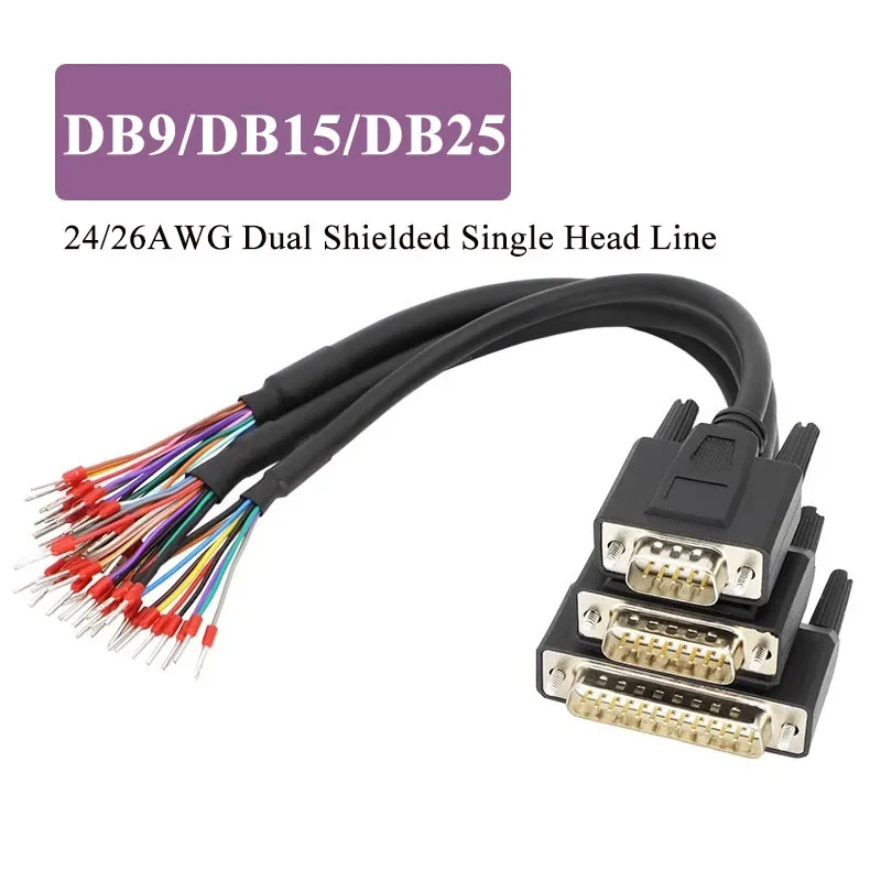 DB9/15/25 Single Head Terminal Connection Wire Copper 9/15/25 Pin Serial/Parallel Port Cable 24AWG 26AWG Dual Shielded Line