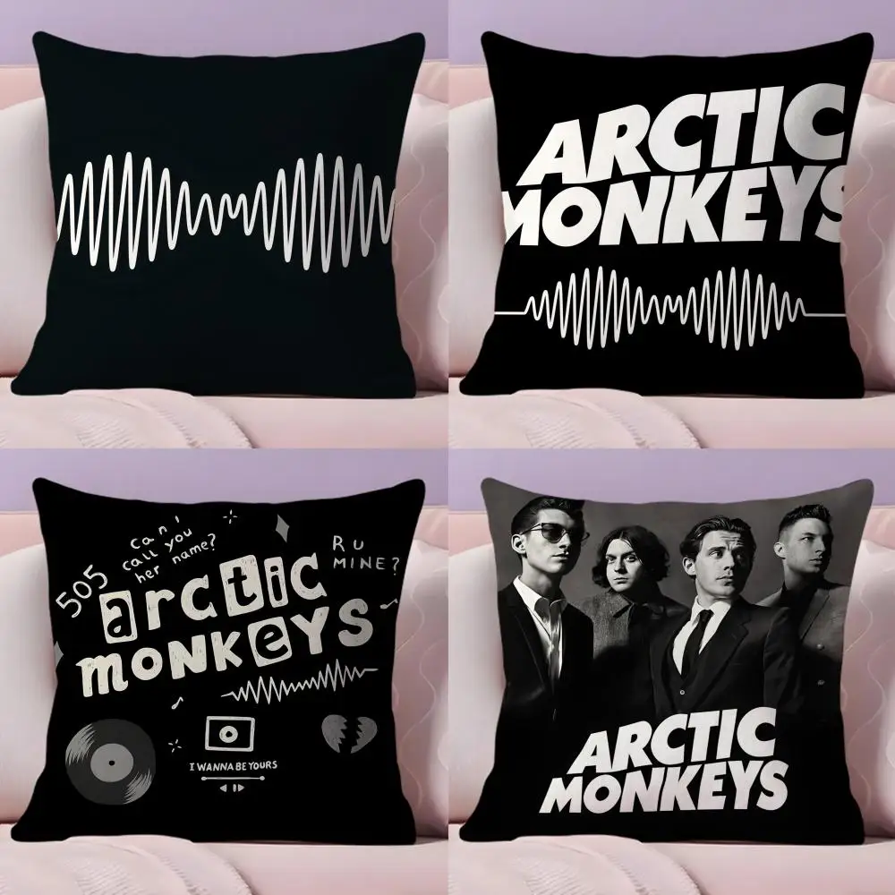 A-Arctic M-Monkeys Band Cushion Cover Natural Linen Organic Fabric Double-Sided Printing Sofa Home Decor Gift Pillow Cover