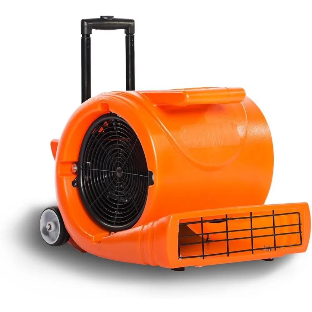 RT900A Air Mover a 3 velocità 1.3HP 5000 CFM Potente ventilatore da pavimento Asciugatrici per tappeti Asciugatrice da pavimento Janitoriana con manico telescopico