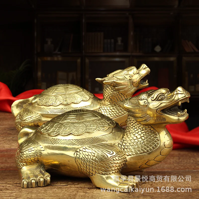 Bronze Dragon Turtle Ornament, Eight Trigrams Dragon Turtle Figurine, Home Decor Dragon Turtle Statue Desktop Decoration