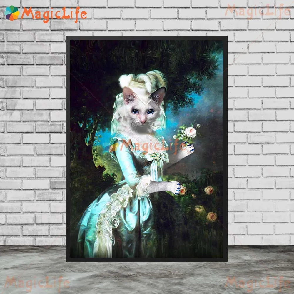 Custom Pet Dog Cat Funny Vintage Animals Portrait Posters Wall Pictures For Living Room Poster Wall