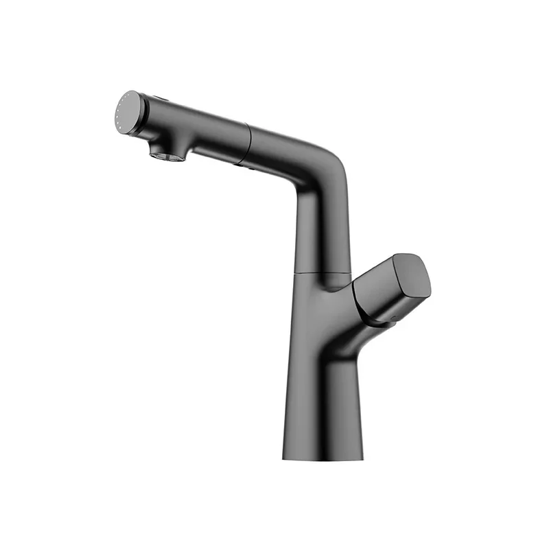 Adjustable Height Basin Faucet with Pull-Out Function, Rotating Cold And Hot Tap For Bathroom Sink