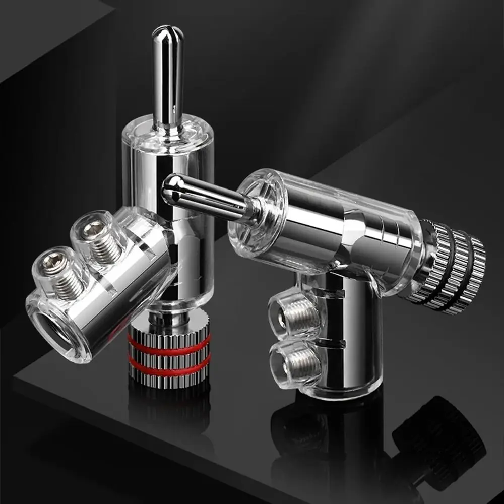 Rhodium Plated Gold Plated 45 Degree Banana Connector Lockable Banana Jack Speaker Cable Banana Plug Double Screw HIFI