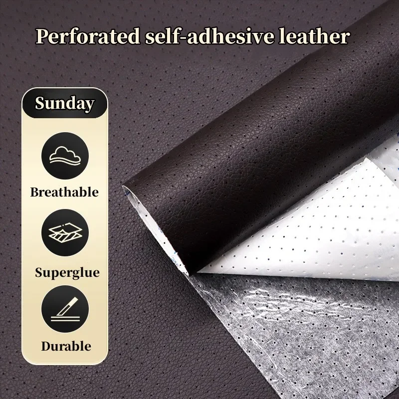 Perforated Self-adhesive Leather Repair Patch for Car Seat Sofa Leathercraft Patches Waterproof Faux Genuine Refurbishing Patch