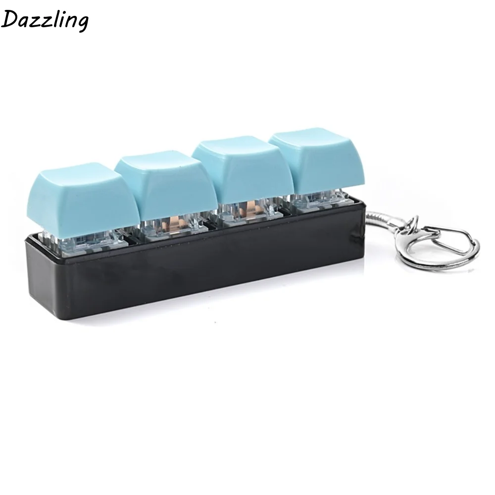 4 Keys Keycap Fidget Keychain Key Cap Clicker Finger Button Keyboard Keycap Fingertip Pressure Click