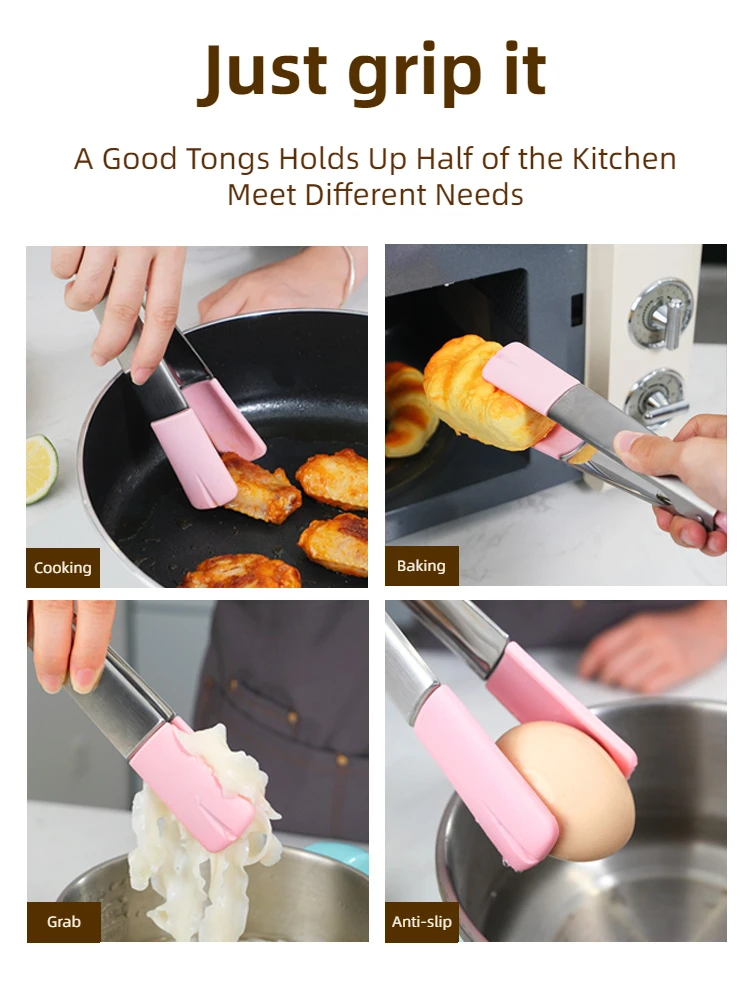 Lot De 5 Pinces Cuisine Silicone Et Inox - Pince Barbecue, Air Fryer, Résistantes à La Chaleur Avec Poignée Confort