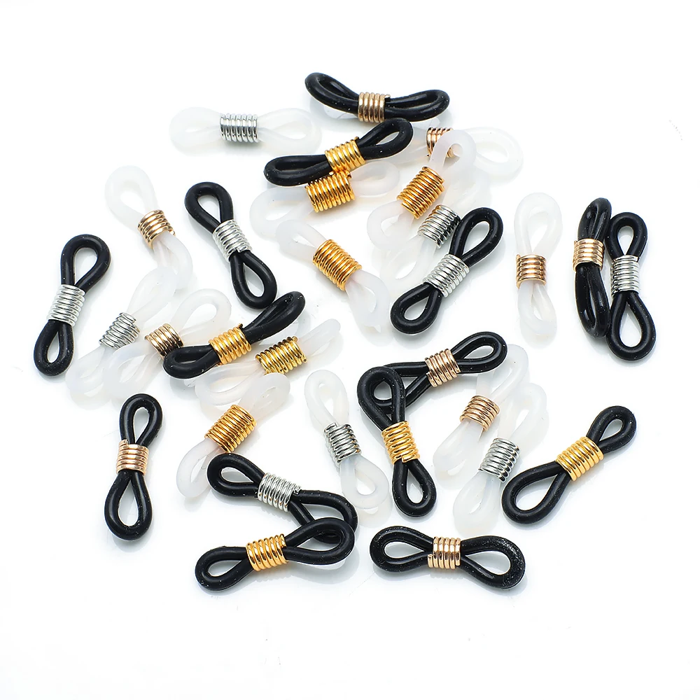 20pcs Eyeglass Chain Ends Adjustable Spring Rubber Ends Connectors for Eye Glasses Holder Necklace Chain DIY Jewelry Making