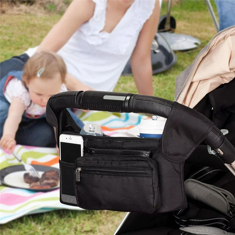 

Baby & Pet Stroller Organizer With Insulated Cup Holder Adjustable Shoulder Strap
