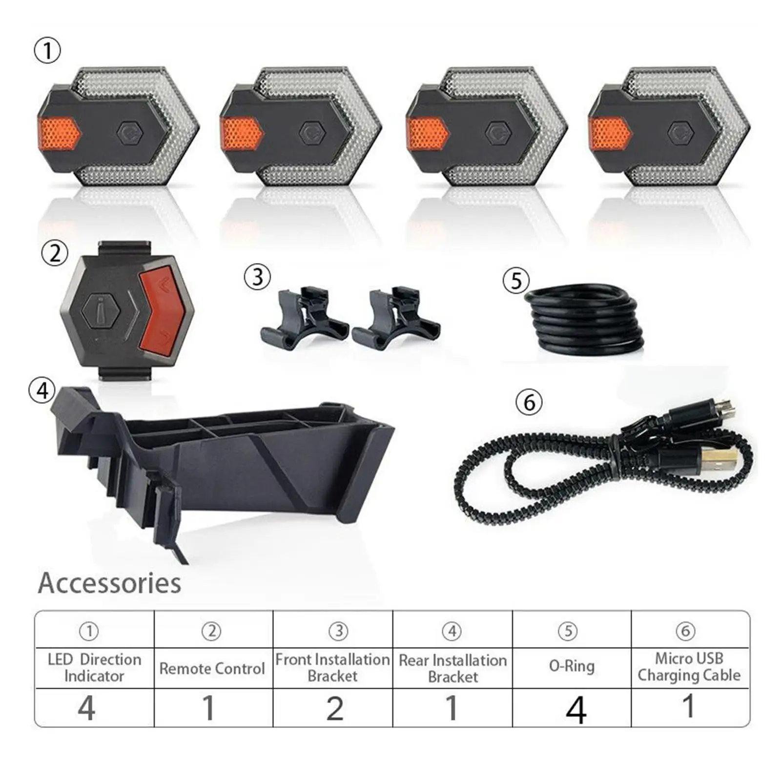 Rechargeable LED Bike Front Rear Light Indicator Turn