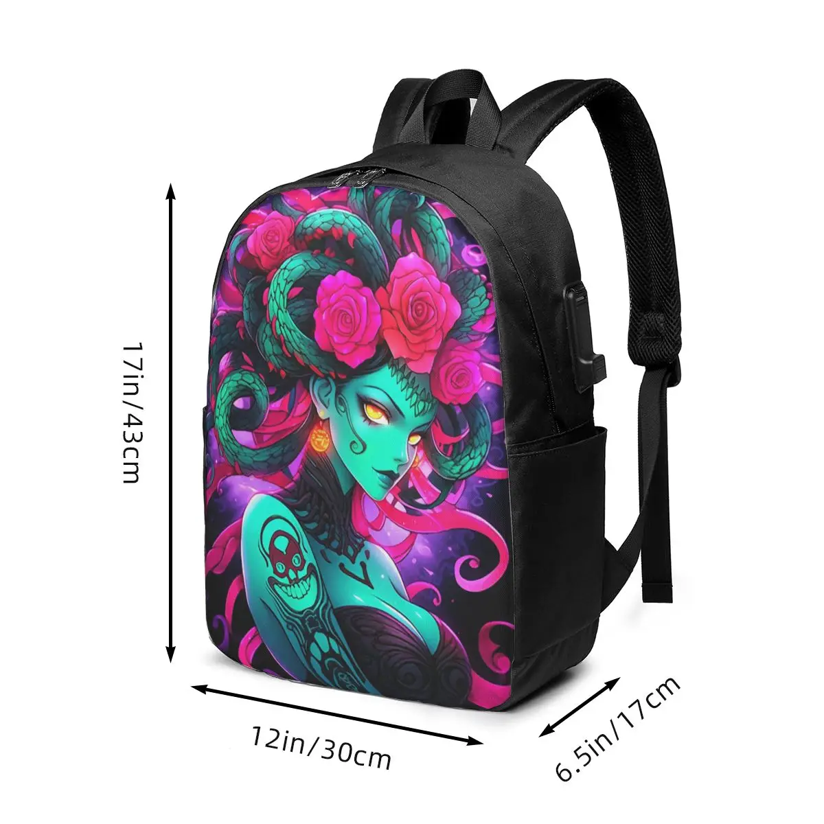Abstract Painting Vibrant Medusa Backpack Travel Notebook Bag Computer College Student School Bag Laptop Shoulder Bags Men Women