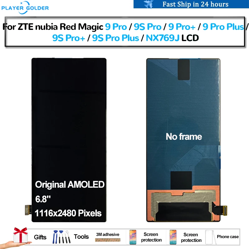 Original AMOLED For ZTE nubia Red Magic 9 Pro 9 Pro+ 9S Pro 9S Pro+ Pantalla lcd Display Touch Panel Screen Digitizer Assembly