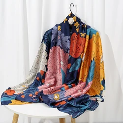 Fashion Printed Hijab Scarf for Women Silk Satin Print Kerchief Head Scarfs Female Long Shawls Wraps Neck Scarves For Ladies