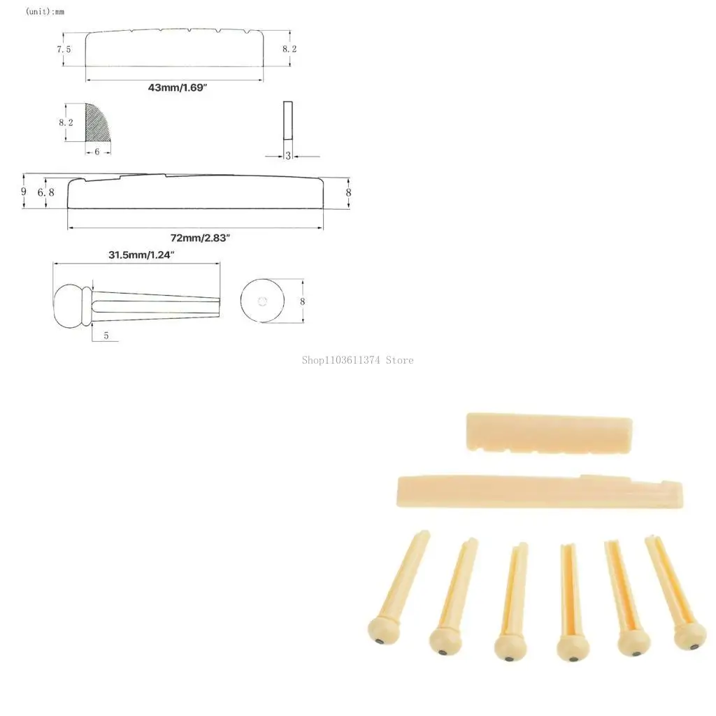 

Guitar Accessories Bridge Pins & Saddle & Nut Replacement 6 Strings Bridge Pins