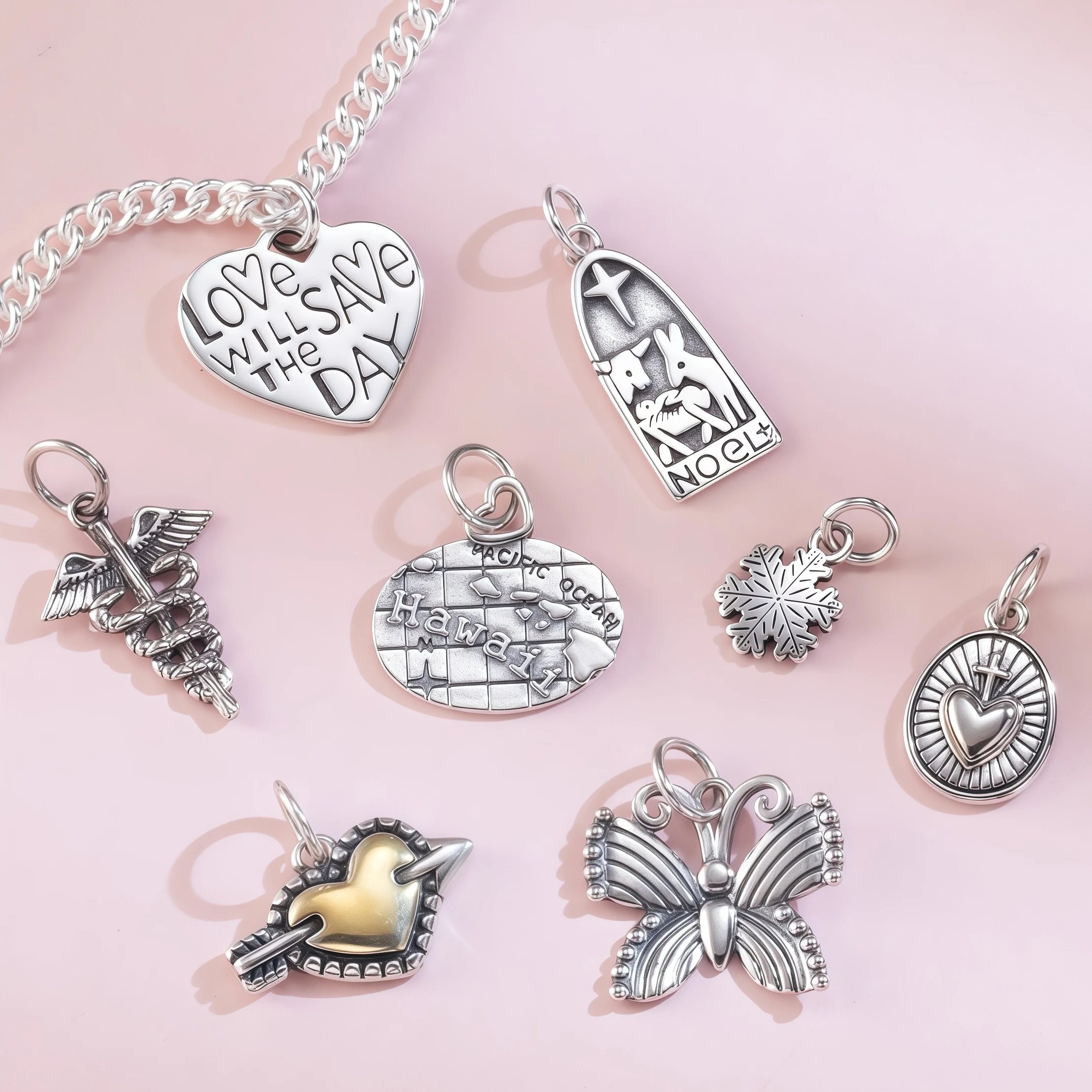 قلادة مجوهرات فضية عتيقة S925 جيمس أفيري، مثالية لخرائط هاواي والفراشات والقلائد والأساور التي تصنعها بنفسك